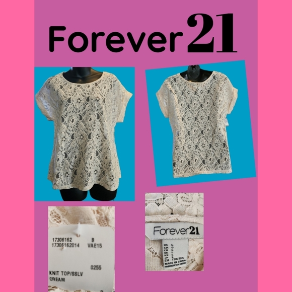 Forever 21 Tops - FOREVER 21 CREAM KNIT LACE TOP BRAND NEW SIZE L